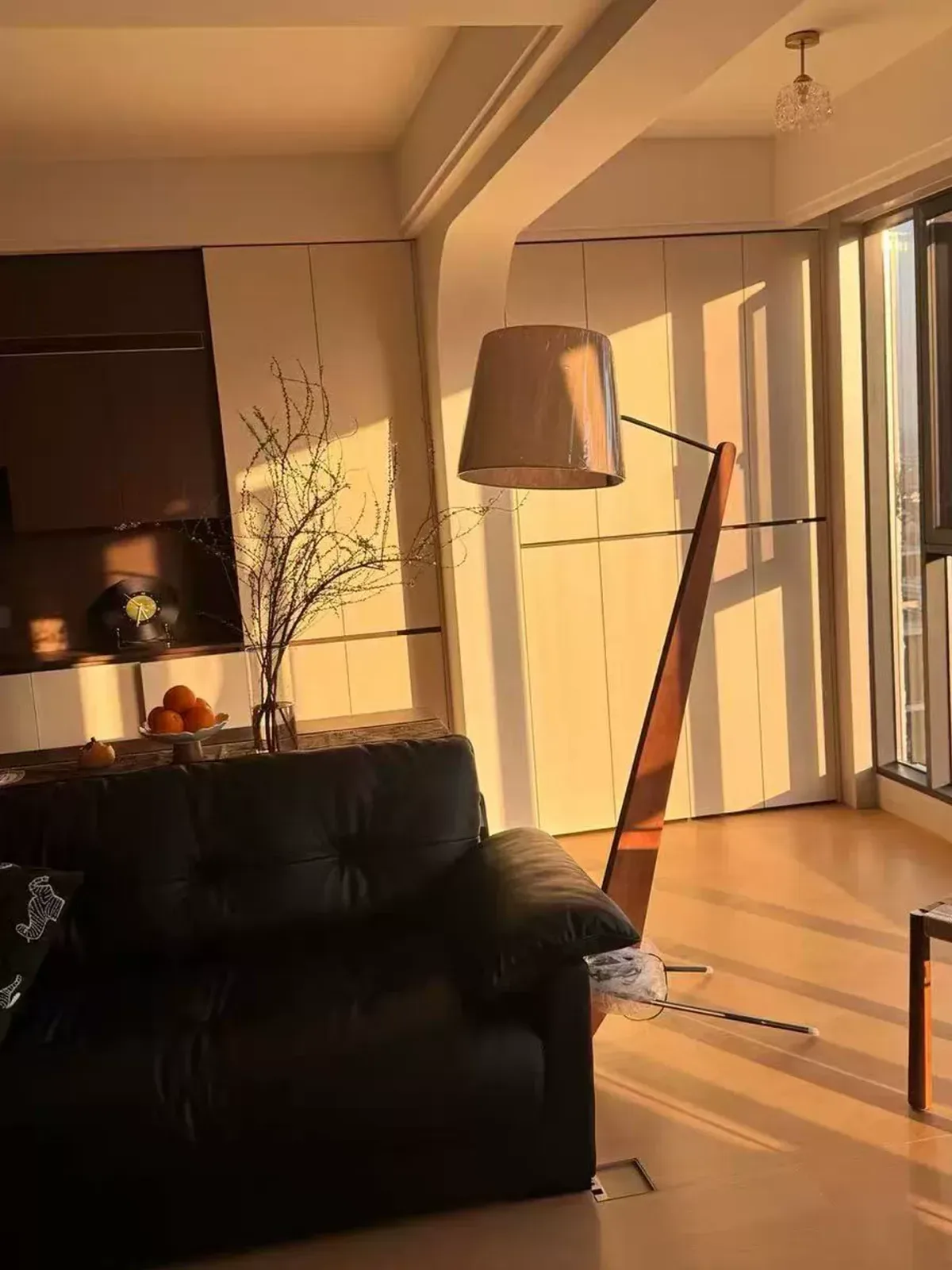 `Leaning Solid Wood Floor Lamp — another view